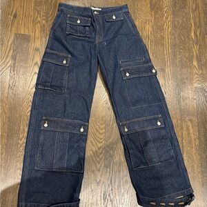 GRLFRND Blue Boyfriend Jeans with Wide Leg Design